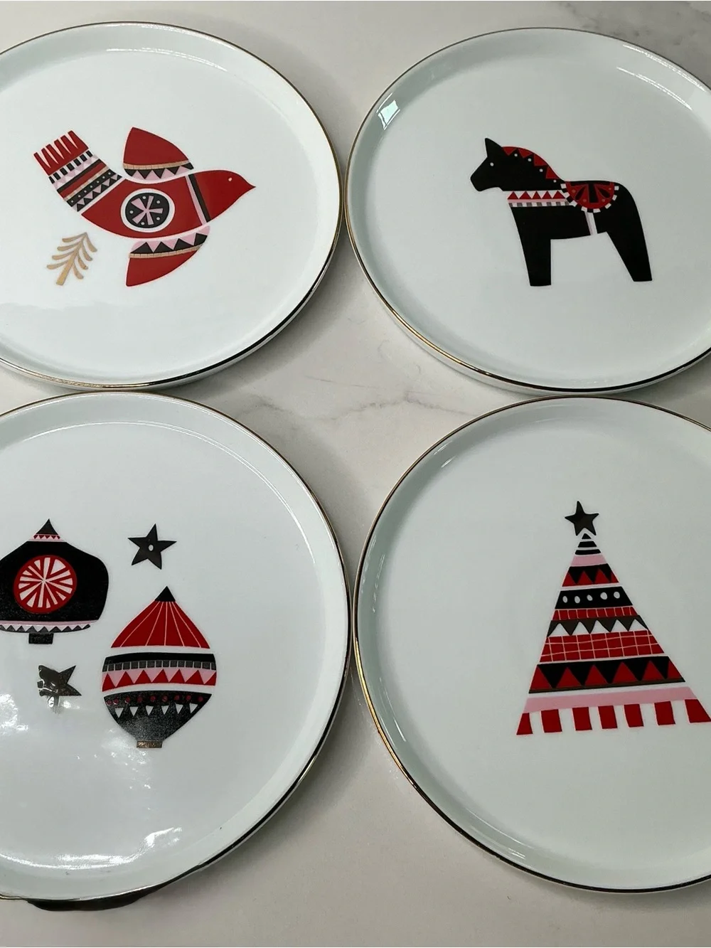 4 Appetizer Plates Project 62 Scandinavian Design Porcelain Holiday Preowned